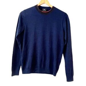 Paul Smith Navy Blue Merino Wool Men's Sweater Pullover Small Crew Neck